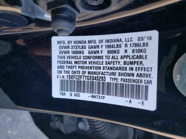 Photo 10 from auction – 2016 HONDA CIVIC EX with VIN 19XFC2F77GE045293