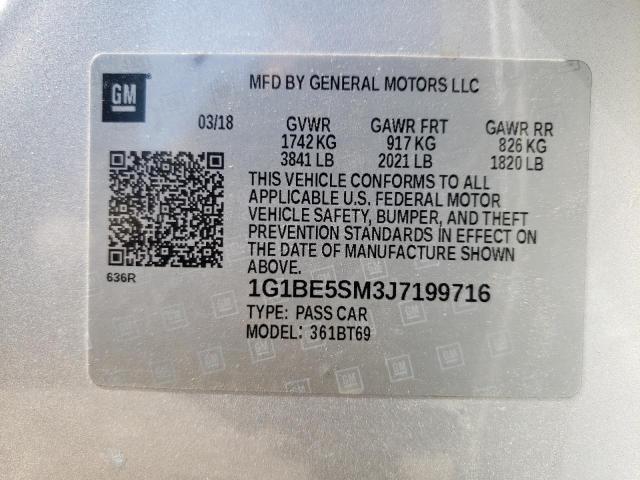 Photo 10 from auction – 2018 CHEVROLET CRUZE LT with VIN 1G1BE5SM3J7199716