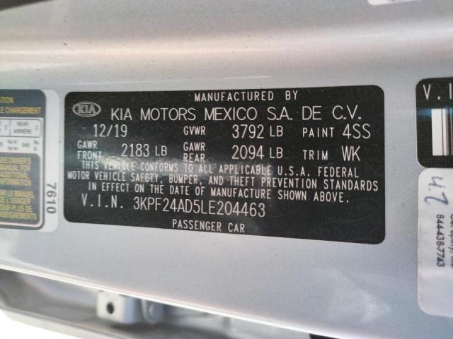 Photo 10 from auction – 2020 KIA FORTE FE with VIN 3KPF24AD5LE204463