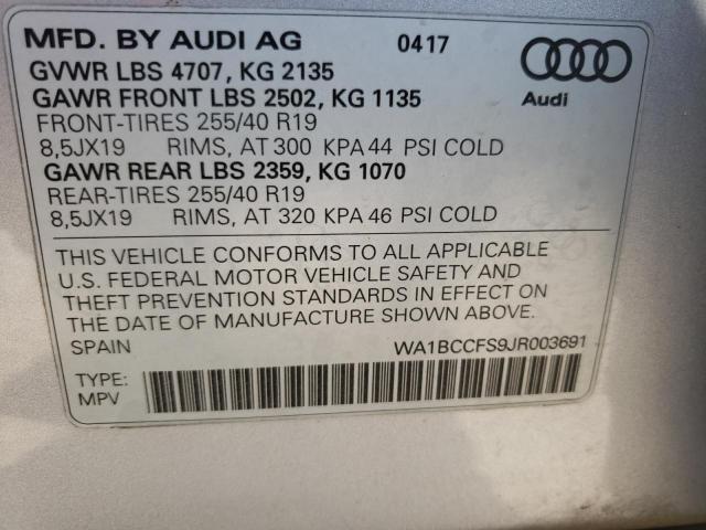 Photo 10 from auction – 2018 AUDI Q3 PREMIUM with VIN WA1BCCFS9JR003691