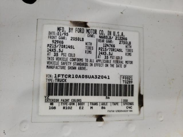 Photo 10 from auction – 1995 FORD RANGER with VIN 1FTCR10A0SUA32041