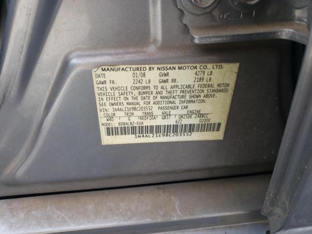 Photo 10 from auction – 2008 NISSAN ALTIMA 2.5 with VIN 1N4AL21E98C203552