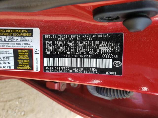 Photo 10 from auction – 2014 TOYOTA CAMRY L with VIN 4T1BF1FK3EU793117