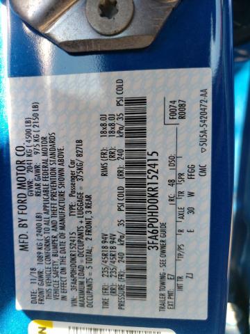 Photo 10 from auction – 2019 FORD FUSION SE with VIN 3FA6P0HD0KR152415