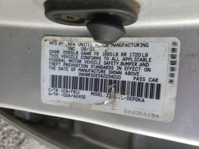 Photo 10 from auction – 2004 TOYOTA COROLLA CE with VIN 1NXBR32E54Z234010