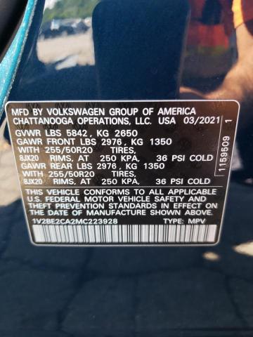 Photo 10 from auction – 2021 VOLKSWAGEN ATLAS CROS with VIN 1V2BE2CA2MC223928