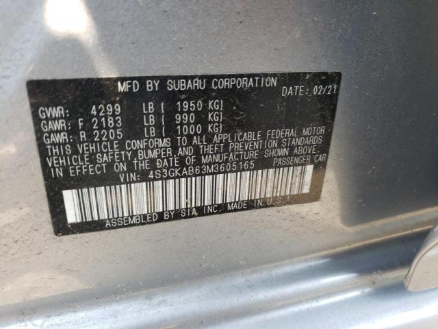 Photo 10 from auction – 2021 SUBARU IMPREZA with VIN 4S3GKAB63M3605165