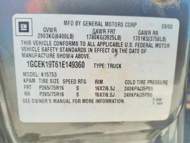 Photo 10 from auction – 2001 CHEVROLET silverado with VIN 1GCEK19T61E149360