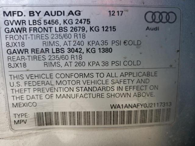 Photo 10 from auction – 2018 AUDI Q5 PREMIUM with VIN WA1ANAFY0J2117313