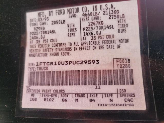 Photo 10 from auction – 1993 FORD RANGER with VIN 1FTCR10U3PUC29593