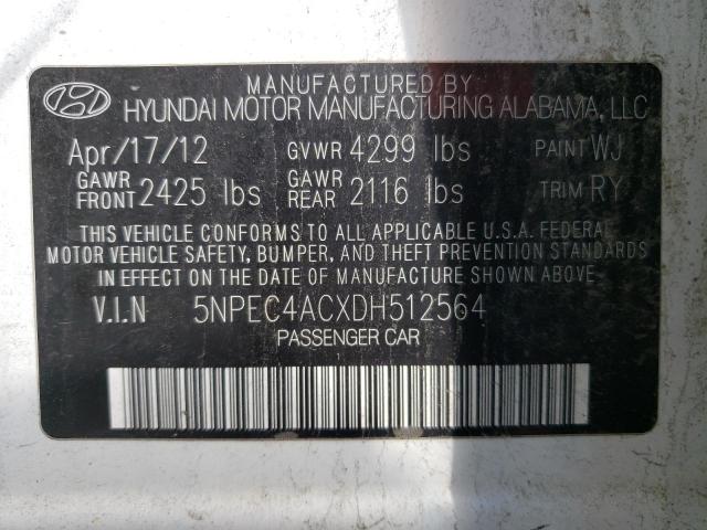 Photo 10 from auction – 2013 HYUNDAI SONATA SE with VIN 5NPEC4ACXDH512564