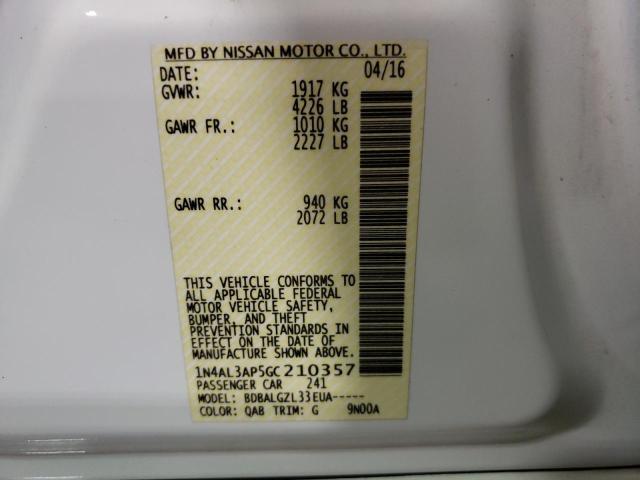 Photo 10 from auction – 2016 NISSAN ALTIMA 2.5 with VIN 1N4AL3AP5GC210357