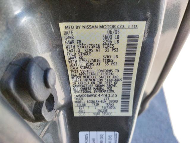 Photo 10 from auction – 2005 NISSAN FRONTIER K with VIN 1N6AD06W95C449135