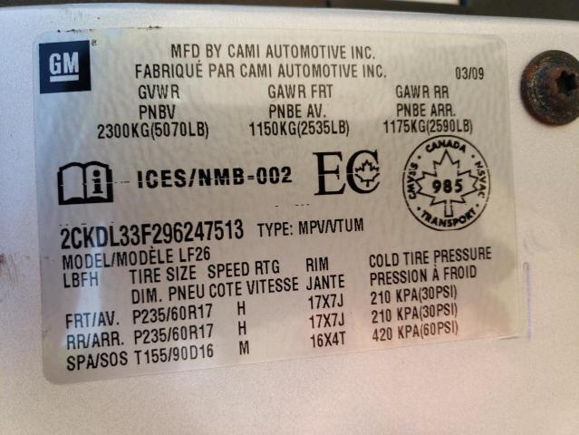 Photo 10 from auction – 2009 PONTIAC TORRENT with VIN 2CKDL33F296247513