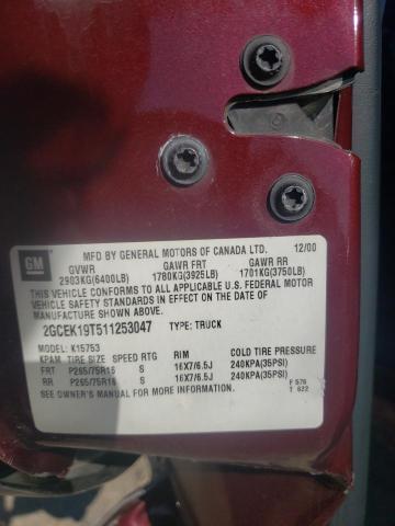 Photo 10 from auction – 2001 CHEVROLET silverado with VIN 2GCEK19T511253047