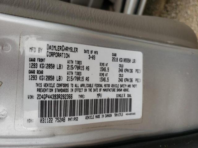 Photo 10 from auction – 2003 DODGE GRAND CARA with VIN 2D4GP44393R282366