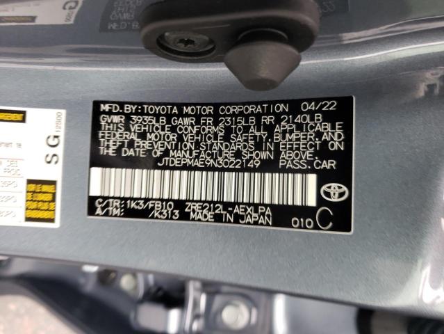 Photo 10 from auction – 2022 TOYOTA COROLLA LE with VIN JTDEPMAE9N3022149