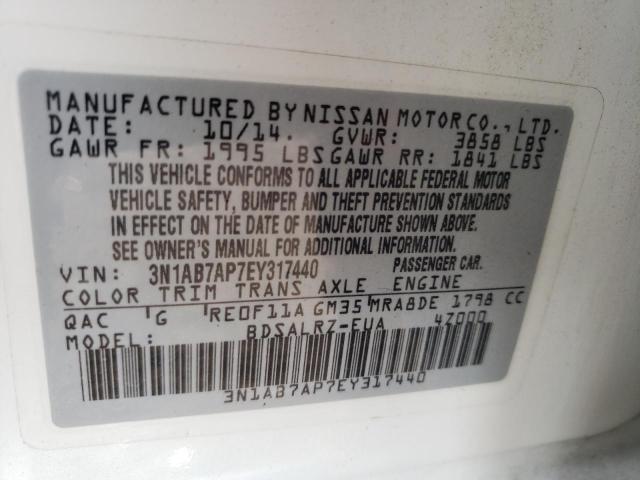 Photo 10 from auction – 2014 NISSAN SENTRA S with VIN 3N1AB7AP7EY317440