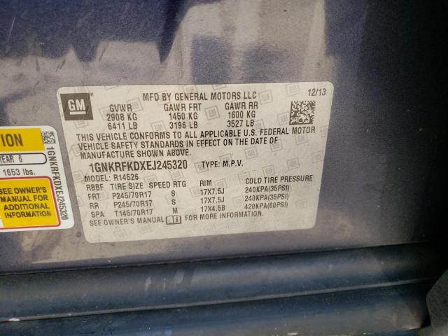 Photo 10 from auction – 2014 CHEVROLET TRAVERSE L with VIN 1GNKRFKDXEJ245320