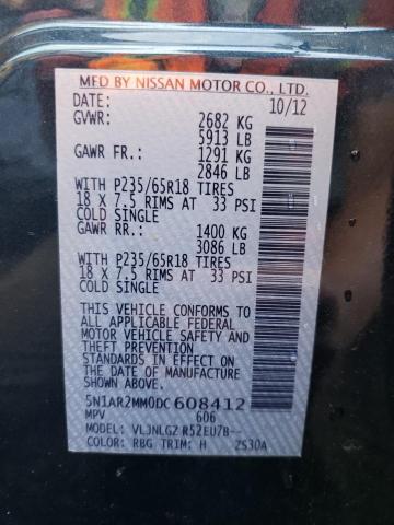 Photo 10 from auction – 2013 NISSAN PATHFINDER with VIN 5N1AR2MM0DC608412