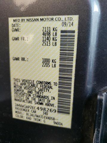 Photo 10 from auction – 2014 NISSAN MAXIMA S with VIN 1N4AA5AP2EC498269