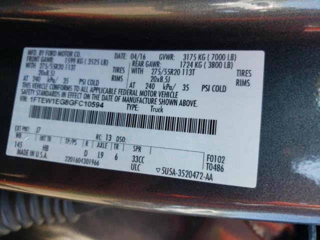 Photo 10 from auction – 2016 FORD F150 SUPER with VIN 1FTEW1EG8GFC10594