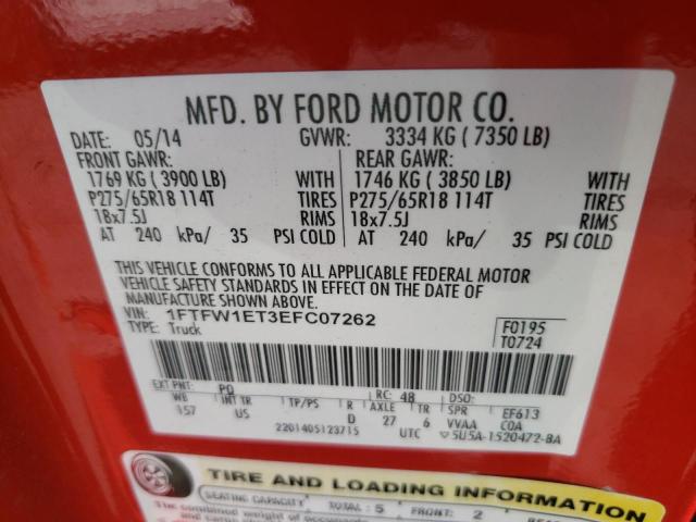 Photo 10 from auction – 2014 FORD F150 SUPER with VIN 1FTFW1ET3EFC07262