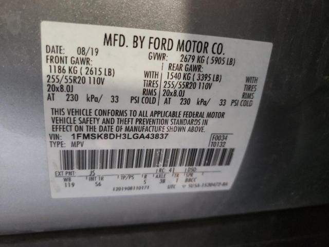 Photo 10 from auction – 2020 FORD EXPLORER X with VIN 1FMSK8DH3LGA43837