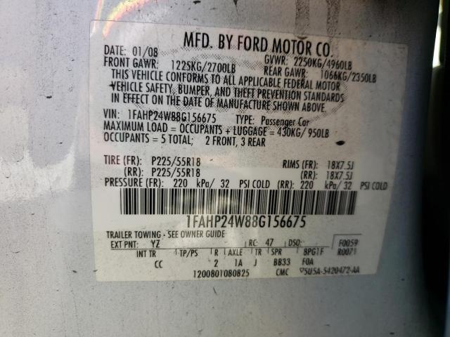 Photo 10 from auction – 2008 FORD TAURUS SEL with VIN 1FAHP24W88G156675