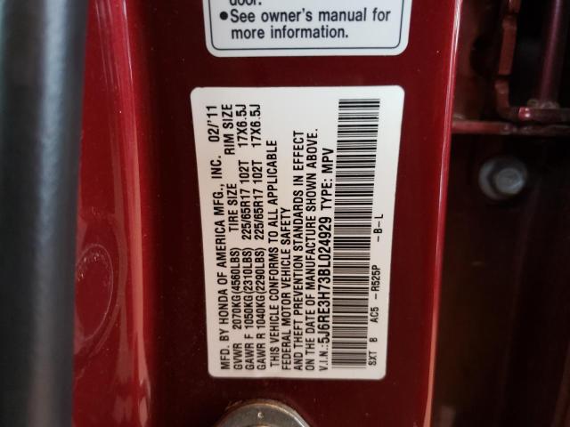 Photo 10 from auction – 2011 HONDA CR-V EXL with VIN 5J6RE3H73BL024929