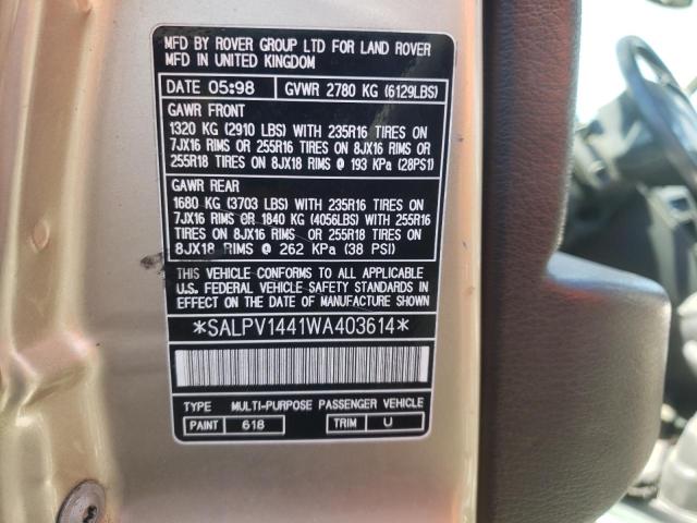 Photo 10 from auction – 1998 LAND ROVER RANGE ROVE with VIN SALPV1441WA403614