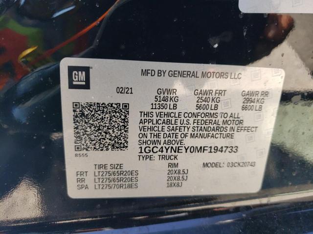 Photo 10 from auction – 2021 CHEVROLET SILVERADO with VIN 1GC4YNEY0MF194733