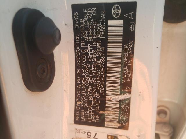 Photo 10 from auction – 2008 TOYOTA PRIUS with VIN JTDKB20U087786774
