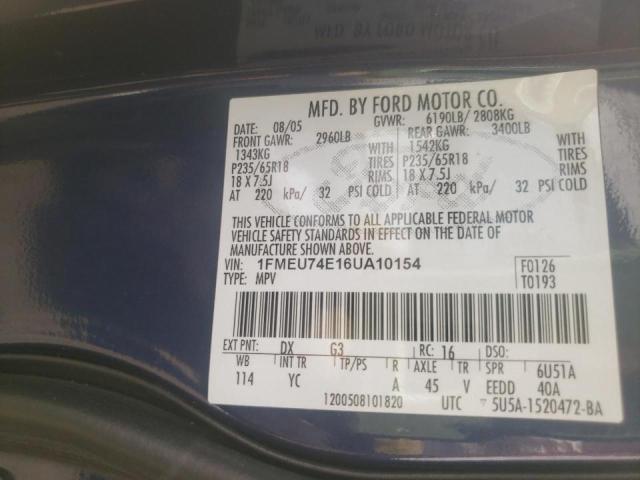 Photo 10 from auction – 2006 FORD EXPLORER E with VIN 1FMEU74E16UA10154