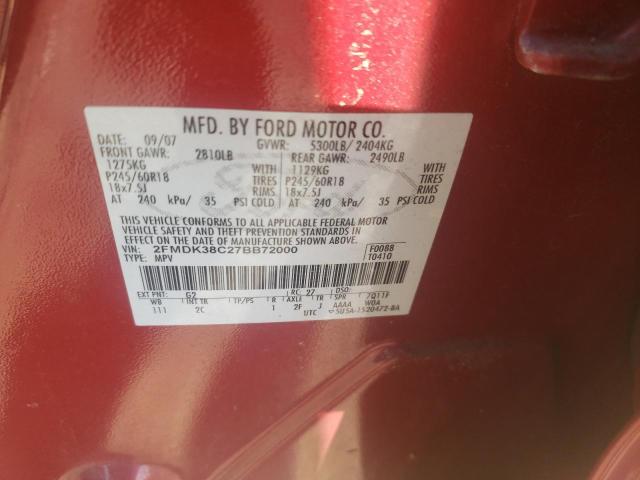 Photo 10 from auction – 2007 FORD EDGE SEL with VIN 2FMDK38C27BB72000