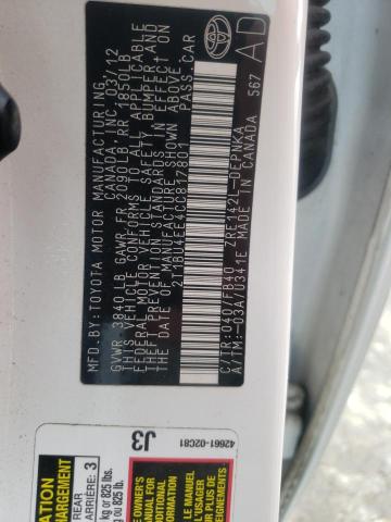 Photo 10 from auction – 2012 TOYOTA COROLLA BA with VIN 2T1BU4EE4CC817801