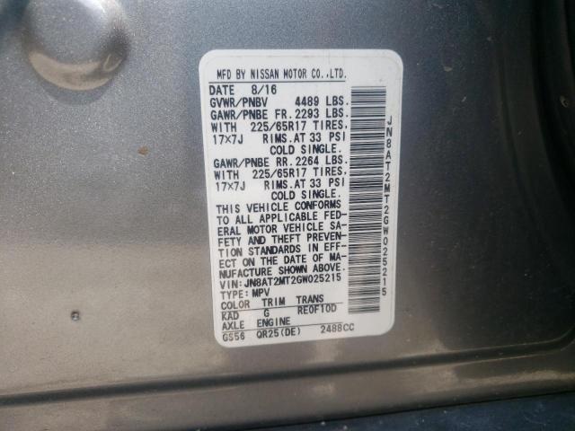 Photo 10 from auction – 2016 NISSAN ROGUE S with VIN JN8AT2MT2GW025215