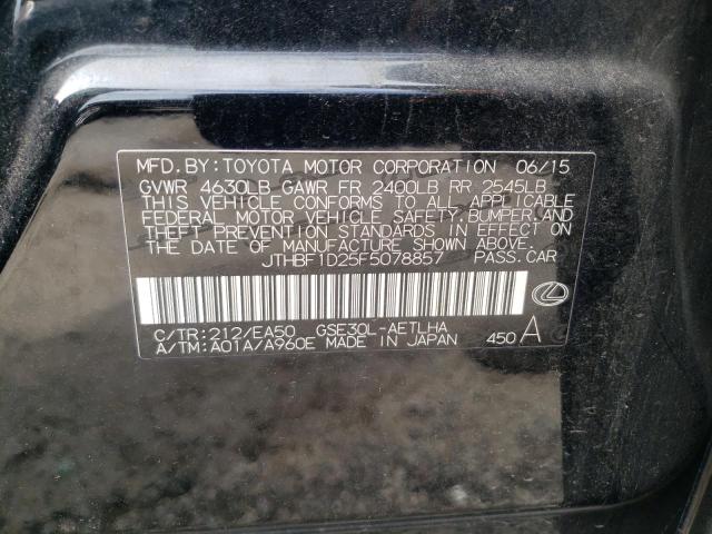 Photo 10 from auction – 2015 LEXUS IS 250 with VIN JTHBF1D25F5078857