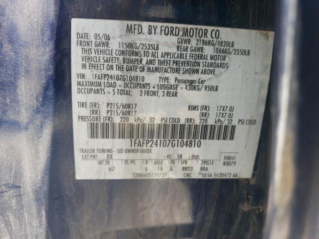 Photo 10 from auction – 2007 FORD FIVE HUNDR with VIN 1FAFP24107G104810