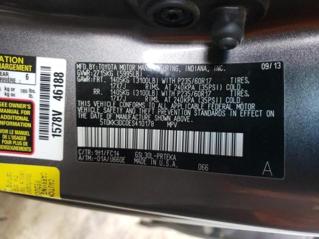 Photo 10 from auction – 2014 TOYOTA SIENNA LE with VIN 5TDKK3DC0ES410178