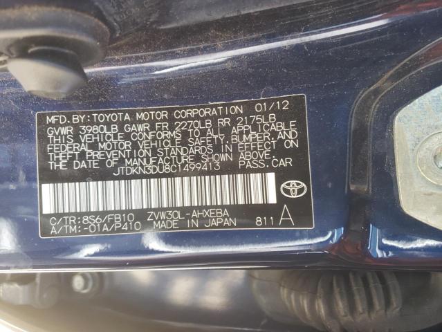 Photo 10 from auction – 2012 TOYOTA PRIUS with VIN JTDKN3DU8C1499413