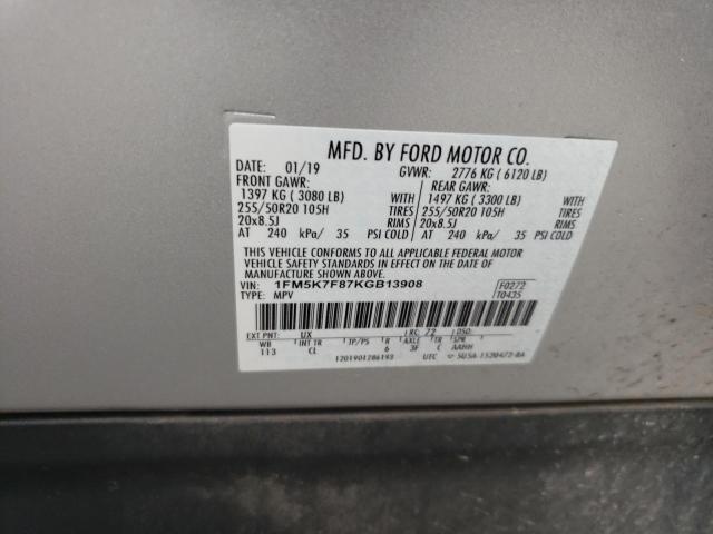Photo 10 from auction – 2019 FORD EXPLORER L with VIN 1FM5K7F87KGB13908