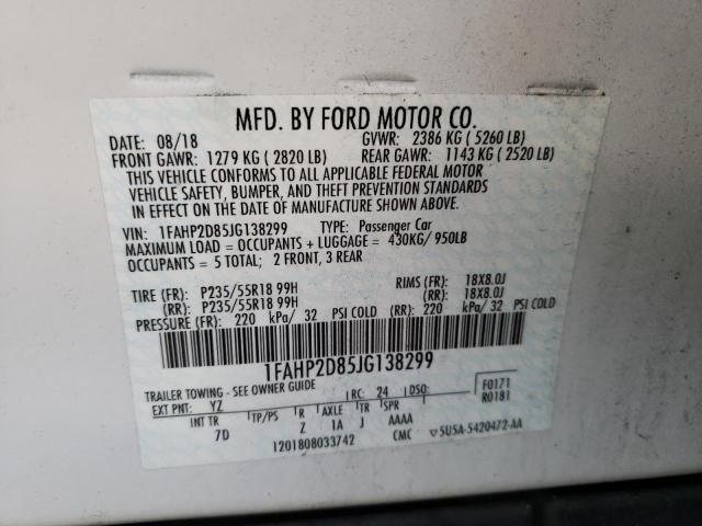 Photo 10 from auction – 2018 FORD TAURUS SE with VIN 1FAHP2D85JG138299