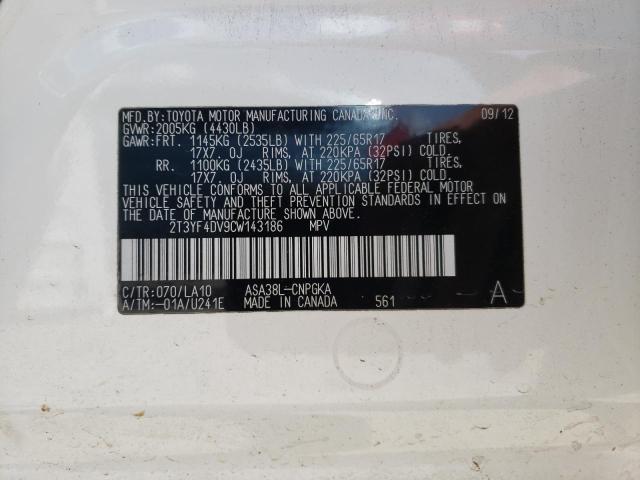 Photo 10 from auction – 2012 TOYOTA RAV4 LIMIT with VIN 2T3YF4DV9CW143186