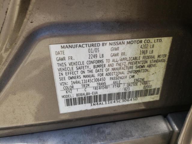 Photo 10 from auction – 2005 NISSAN ALTIMA S with VIN 1N4AL11E45C306450