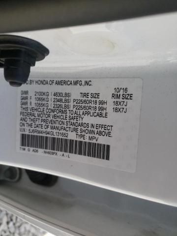 Photo 10 from auction – 2016 HONDA CR-V TOURI with VIN 5J6RM4H94GL131652