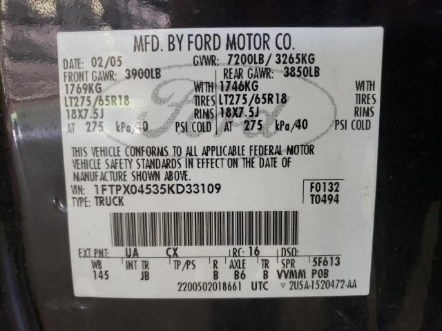Photo 10 from auction – 2005 FORD F150 with VIN 1FTPX04535KD33109