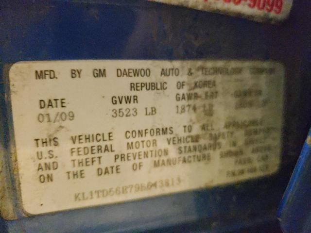 Photo 10 from auction – 2009 CHEVROLET AVEO LS with VIN KL1TD56E79B643813