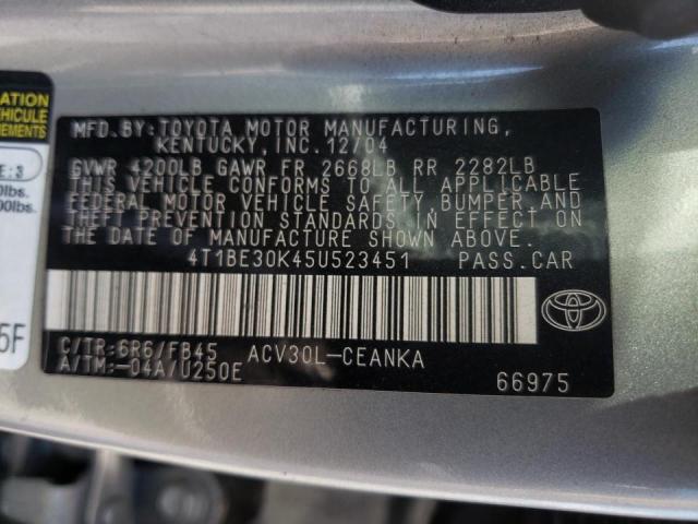 Photo 10 from auction – 2005 TOYOTA CAMRY LE with VIN 4T1BE30K45U523451