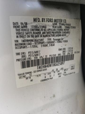 Photo 10 from auction – 2008 MERCURY SABLE LUXU with VIN 1MEHM40W18G625897